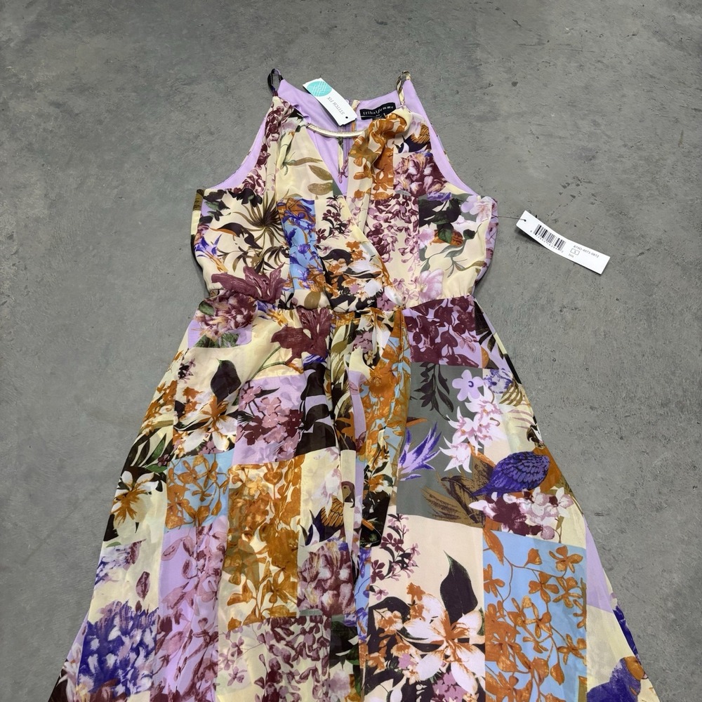 Tribal Femme Women's Maxi Dress Sleeveless Lined Floral in Iris Size Small Boho - Picture 9 of 12